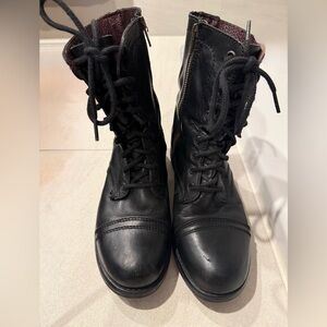 Black leather booties